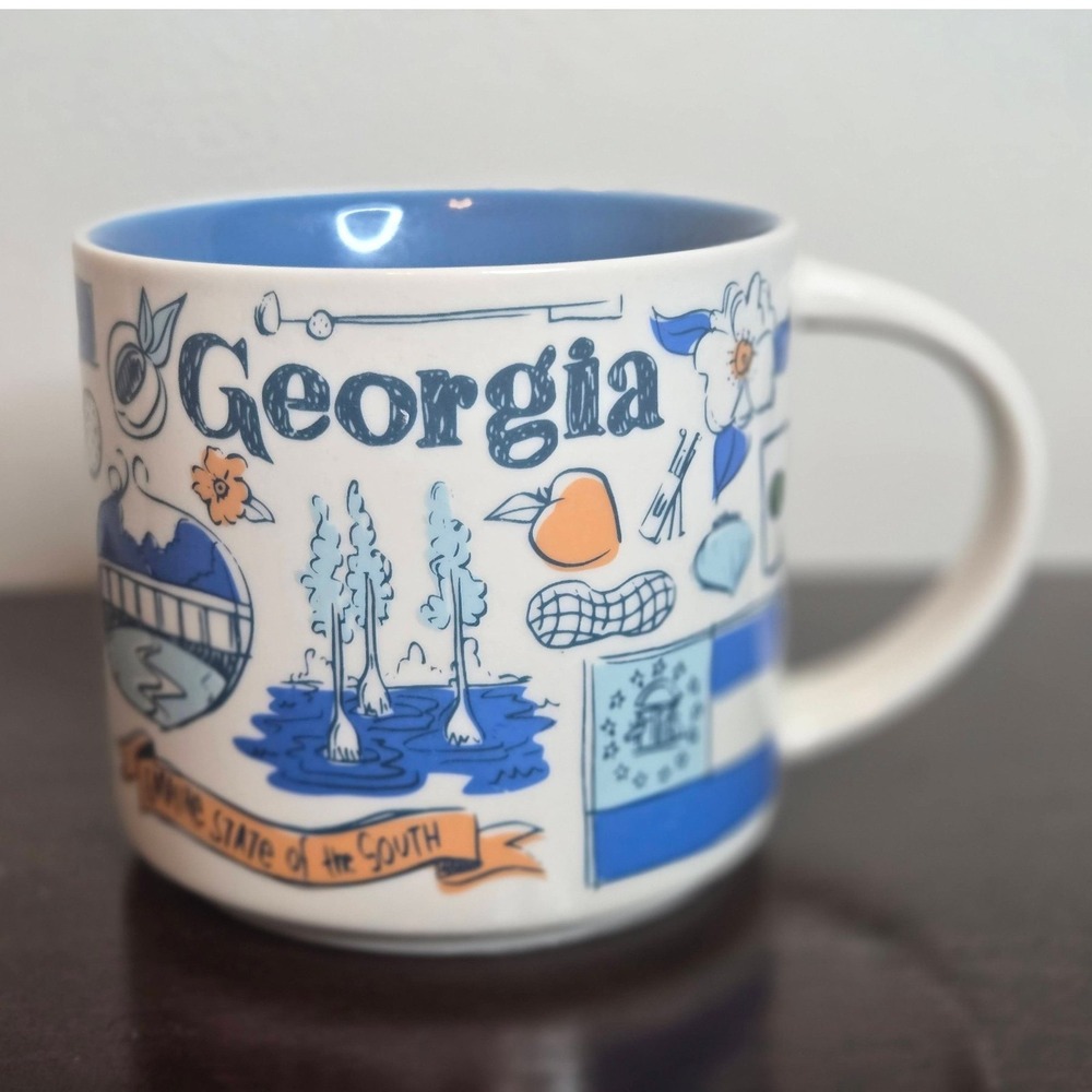Starbucks Been There Series Georgia Mug 14oz Blue White Excellent Souvenir 2022